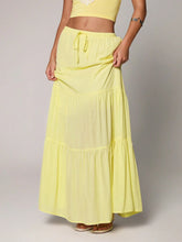 TRNVIE Casual Yellow Low-Waist Wrap Long Skirt
